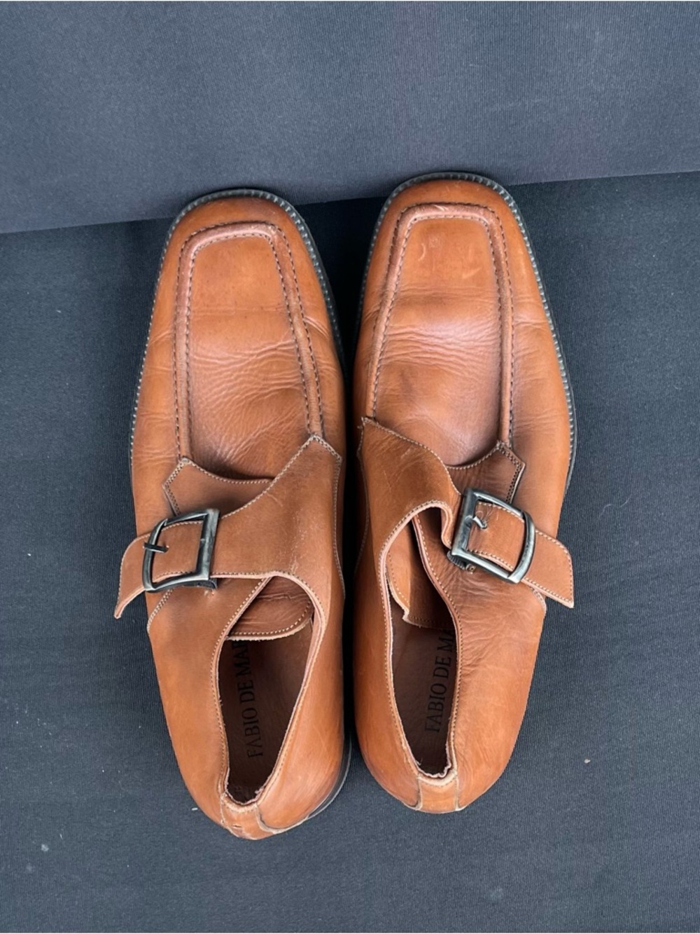 Tan Leather Monk Strap Shoes for Men